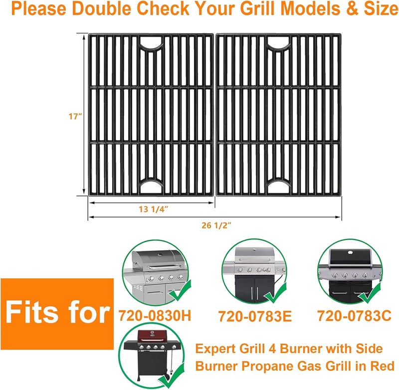 Utheer 17 Inch Grill Grates for Nexgrill Replacement Parts 4 Burner 720-0830H 720-0958A 720-0783E, 5 Burner 720-0888 720-0888N 720-0888S, Grill Parts for Charbroil 463241113, 463449914 Kenmore 720-0670A - Image 2